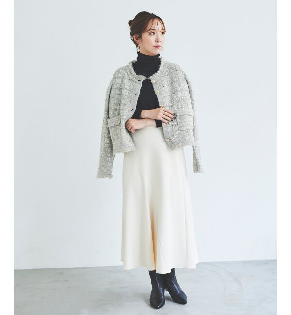 le.coeur blanc「《手洗い可能》カシミヤタッチフレアスカート」|フレア|