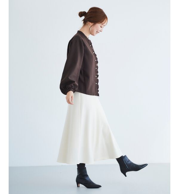 le.coeur blanc「《手洗い可能》カシミヤタッチフレアスカート」|フレア|