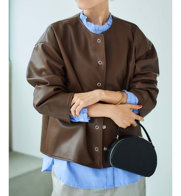 le.coeur blanc「ノーカラーリングドットボタン合皮ジャケット」|その他|