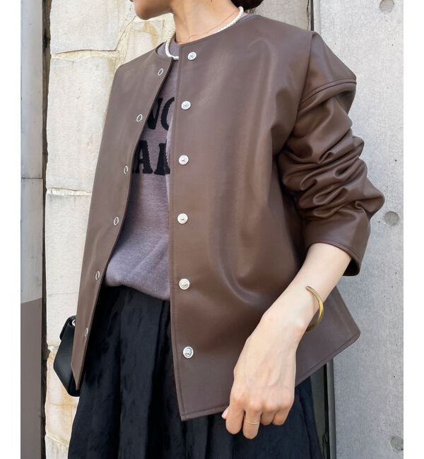 le.coeur blanc「ノーカラーリングドットボタン合皮ジャケット」|その他|