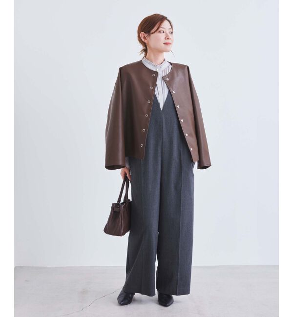 le.coeur blanc「ノーカラーリングドットボタン合皮ジャケット」|その他|