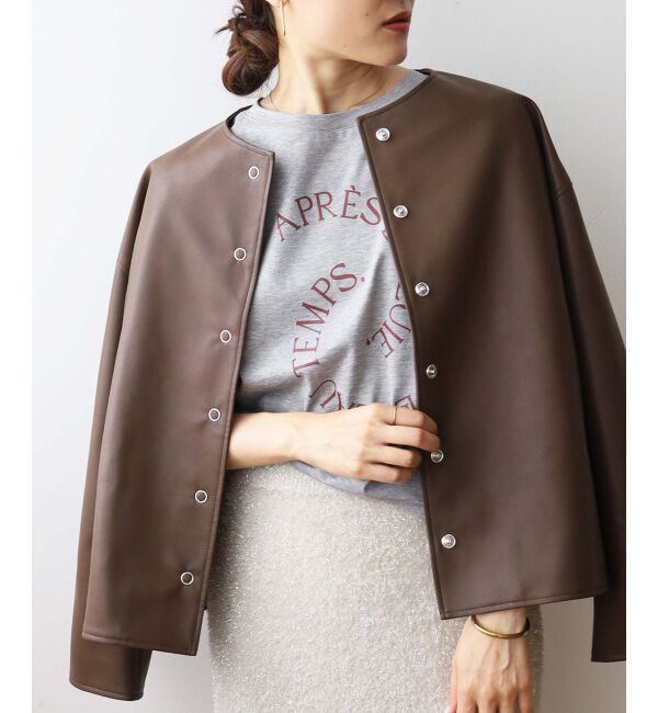 le.coeur blanc「ノーカラーリングドットボタン合皮ジャケット」|その他|