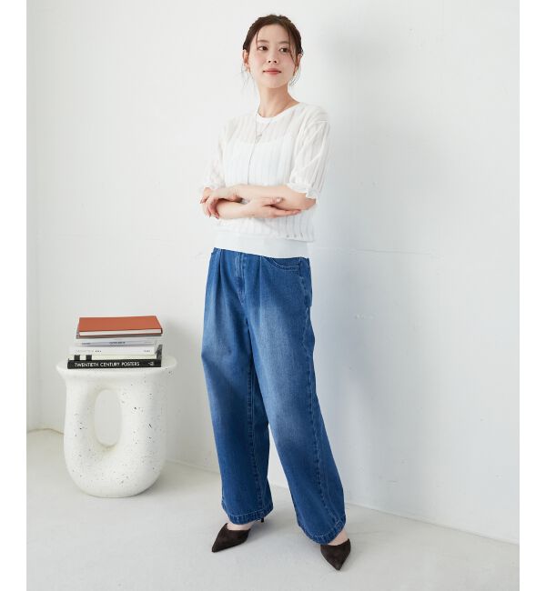 le.coeur blanc「タックワイドデニム」|デニム|