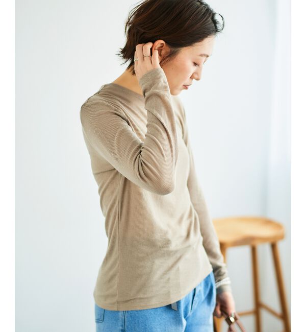 le.coeur blanc「《手洗い可能》シアーリブロングスリーブTシャツ」|Tシャツ・カットソー|