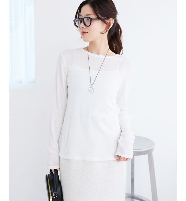 le.coeur blanc「《手洗い可能》シアーリブロングスリーブTシャツ」|Tシャツ・カットソー|