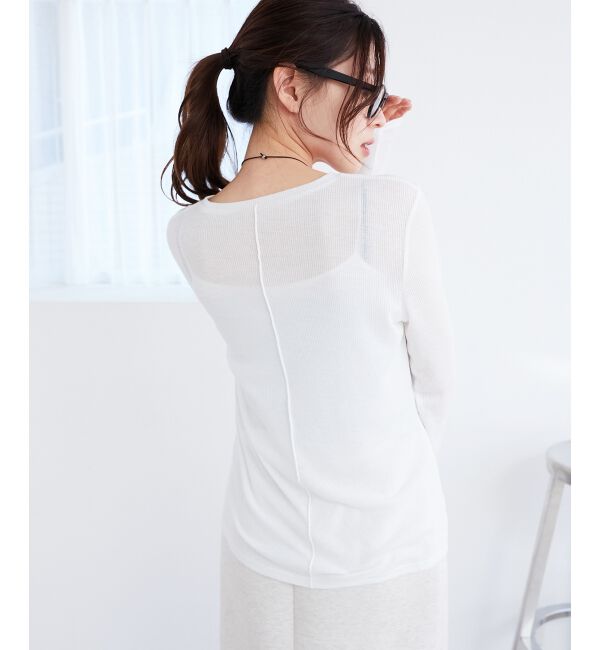 le.coeur blanc「《手洗い可能》シアーリブロングスリーブTシャツ」|Tシャツ・カットソー|
