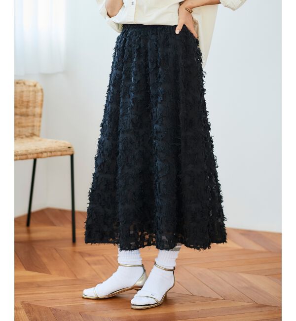 le.coeur blanc「《手洗い可能》カットジャガードギャザースカート」|スカート|