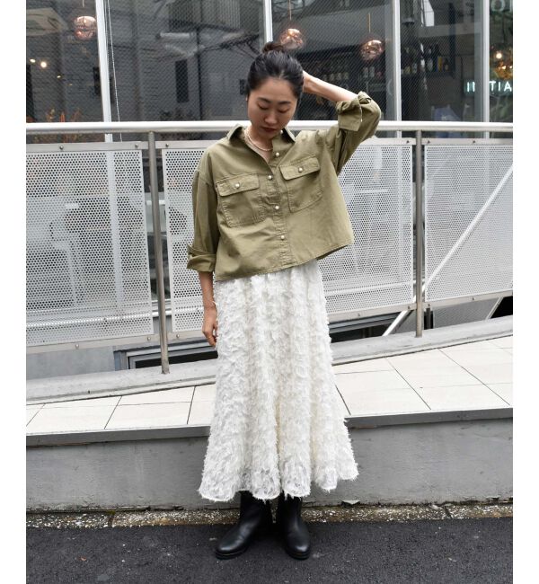 le.coeur blanc「《手洗い可能》カットジャガードギャザースカート」|スカート|