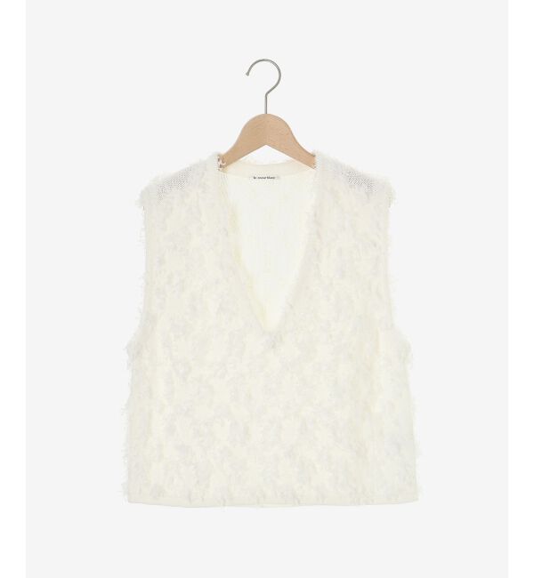 le.coeur blanc「《手洗い可能》フリンジ編みVネックベスト」|ベスト・ジレ|