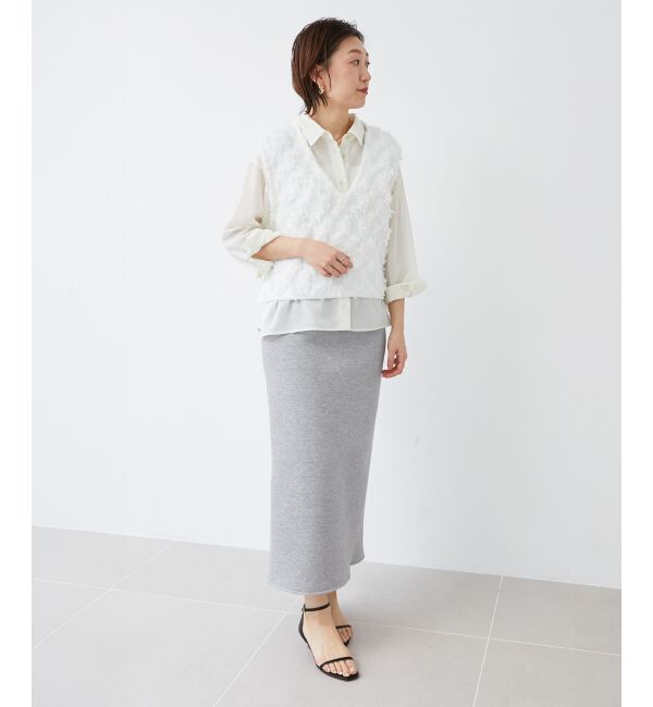 le.coeur blanc「《手洗い可能》フリンジ編みVネックベスト」|ベスト・ジレ|