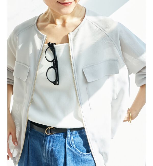 le.coeur blanc「《手洗い可能》フロントポケットメッシュブルゾン」|ブルゾン・スタジャン|