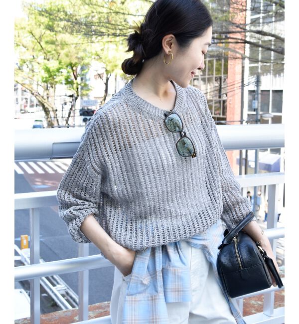  「ハシゴ調透かし柄ホールガーメントニット」|ニット・セーター|