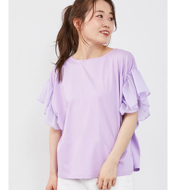  「コットンシルケットコンビカットプルオーバー」|プルオーバー|ラベンダー