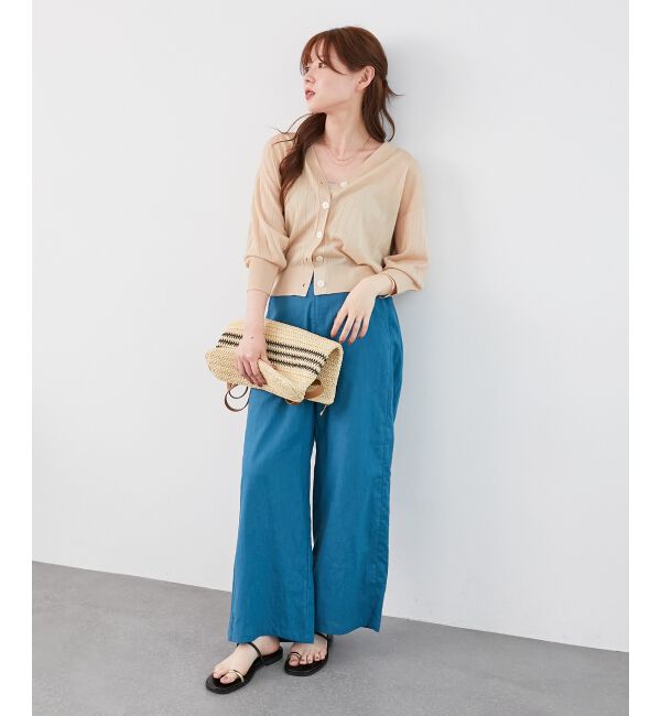  「《手洗い可能》シアーワイドリブラメVカーディガン」|カーディガン|