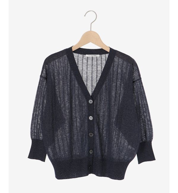  「《手洗い可能》シアーワイドリブラメVカーディガン」|カーディガン|