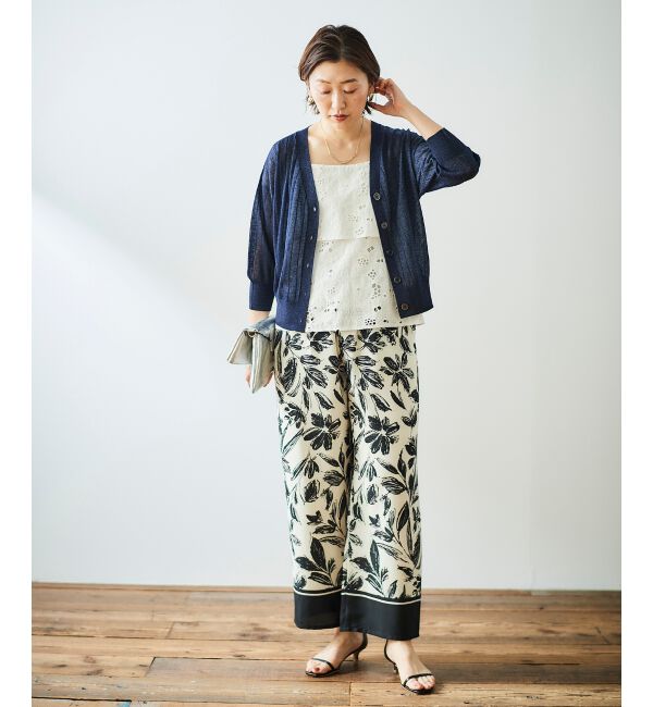  「《手洗い可能》シアーワイドリブラメVカーディガン」|カーディガン|