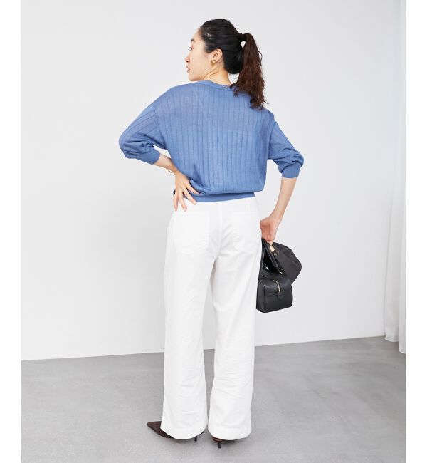  「《手洗い可能》シアーワイドリブラメVカーディガン」|カーディガン|