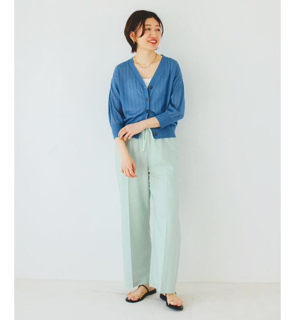  「《手洗い可能》シアーワイドリブラメVカーディガン」|カーディガン|