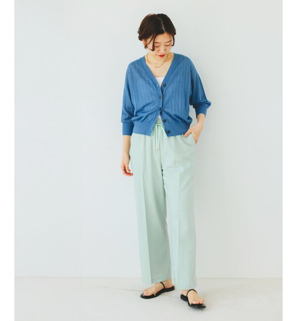  「《手洗い可能》シアーワイドリブラメVカーディガン」|カーディガン|