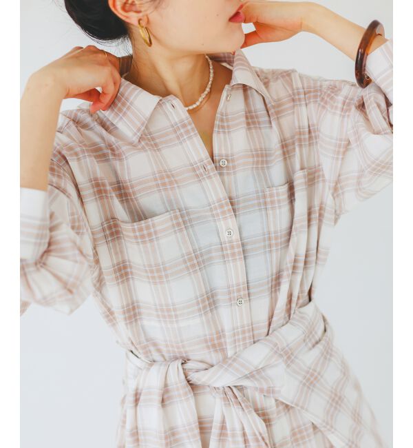  「シアーチェックシャツワンピース」|ワンピース|