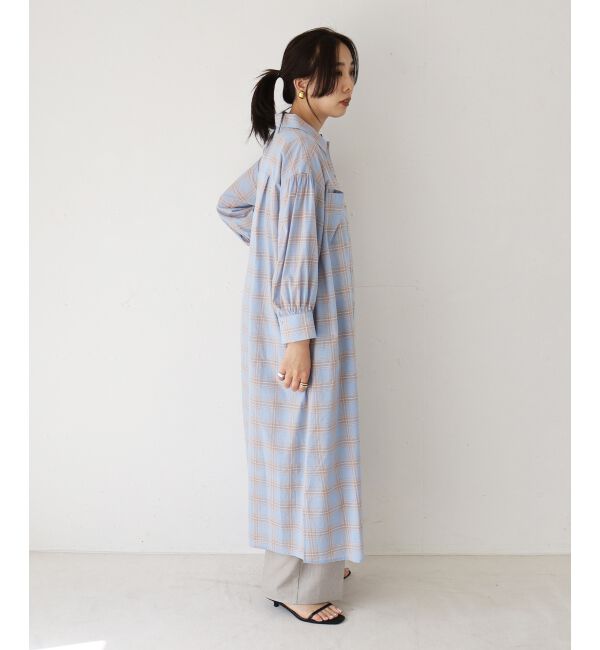  「シアーチェックシャツワンピース」|ワンピース|