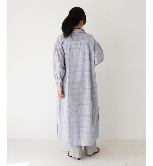  「シアーチェックシャツワンピース」|ワンピース|