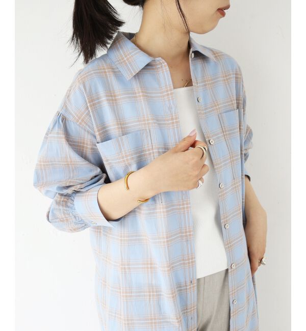  「シアーチェックシャツワンピース」|ワンピース|