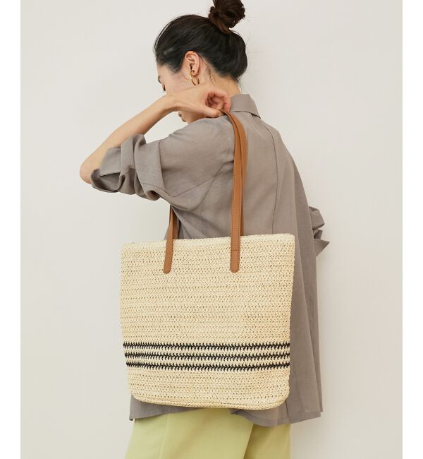  「《WEB限定アイテム》ラインボーダーペーパートートバッグ」|トートバッグ|