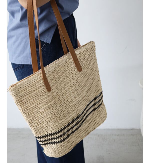  「《WEB限定アイテム》ラインボーダーペーパートートバッグ」|トートバッグ|