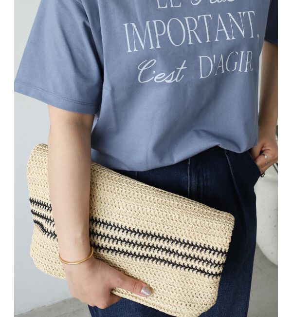  「《WEB限定アイテム》ラインボーダーペーパートートバッグ」|トートバッグ|