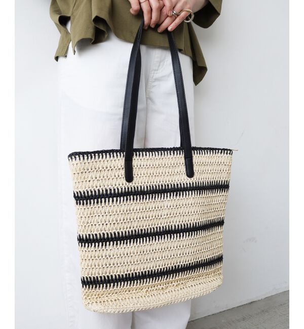  「《WEB限定アイテム》ラインボーダーペーパートートバッグ」|トートバッグ|