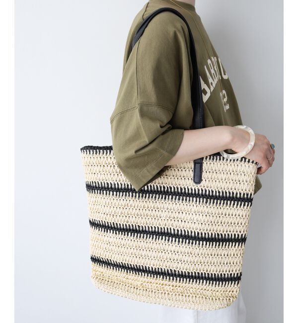  「《WEB限定アイテム》ラインボーダーペーパートートバッグ」|トートバッグ|柄Ｂ