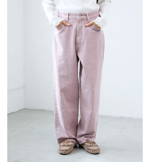  「カラーカツラギカーブパンツ」|その他|ピンク