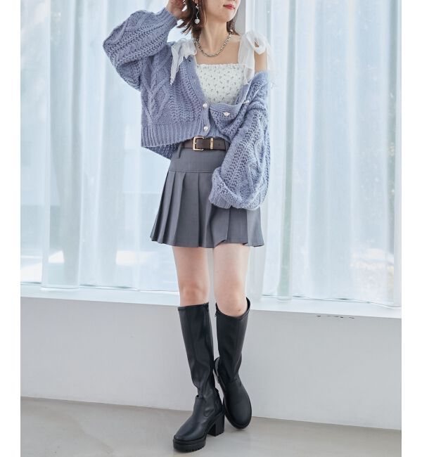 MAJESTICLEGON「カップ付肩リボンシャーリングキャミ」|キャミソール|