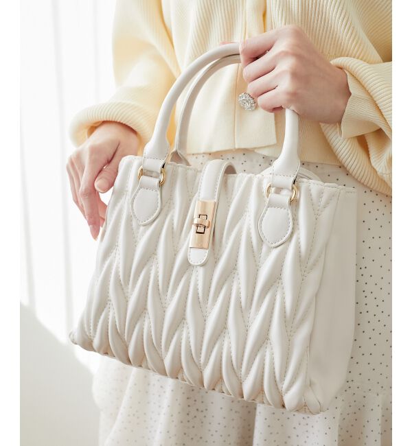  「♯クラシカルスクエアハンドバッグ」|ハンドバッグ|アイボリー