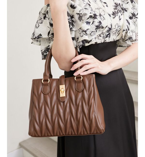  「♯クラシカルスクエアハンドバッグ」|ハンドバッグ|ブラウン