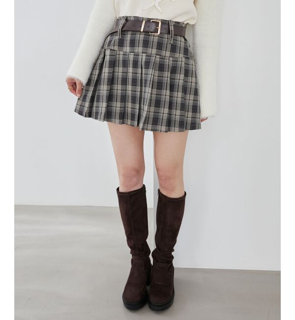 MAJESTICLEGON「太ベルトプリーツミニスカート」|スカート|柄Ａ