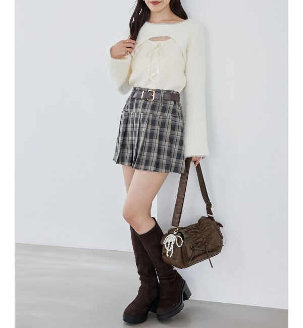 MAJESTICLEGON「太ベルトプリーツミニスカート」|スカート|