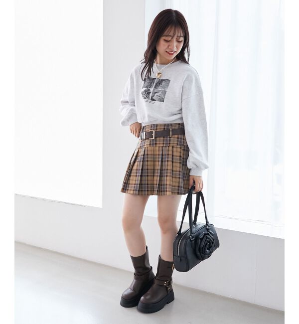 MAJESTICLEGON「太ベルトプリーツミニスカート」|スカート|