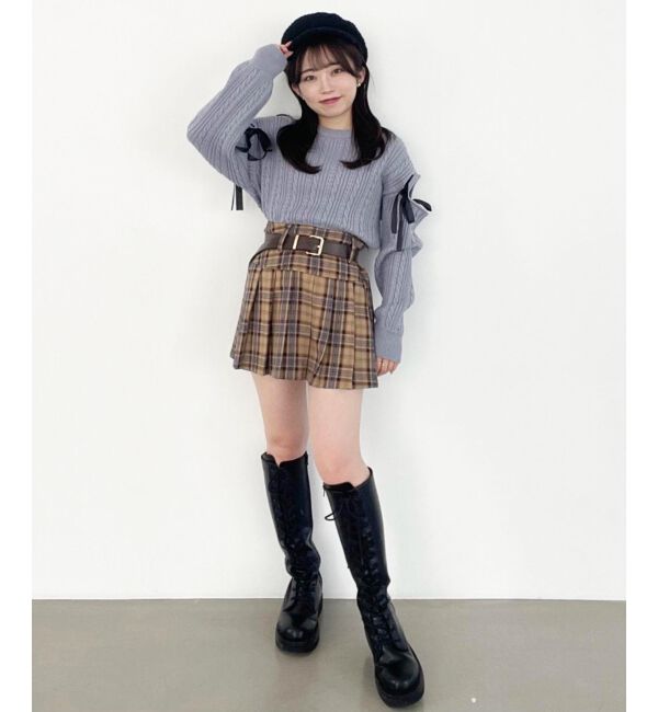 MAJESTICLEGON「太ベルトプリーツミニスカート」|スカート|