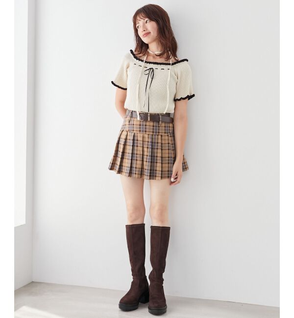 MAJESTICLEGON「太ベルトプリーツミニスカート」|スカート|