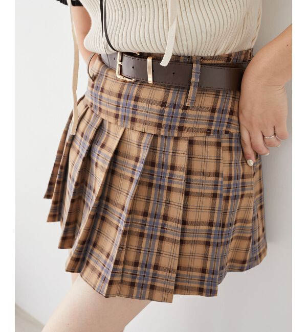 MAJESTICLEGON「太ベルトプリーツミニスカート」|スカート|