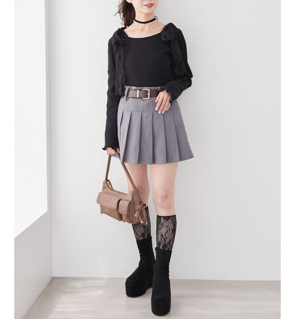 MAJESTICLEGON「太ベルトプリーツミニスカート」|スカート|