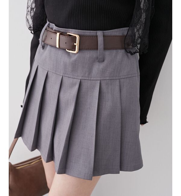 MAJESTICLEGON「太ベルトプリーツミニスカート」|スカート|