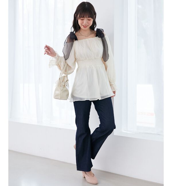 MAJESTICLEGON「ショルダーリボンオフショルチュニック」|シャツ・ブラウス|