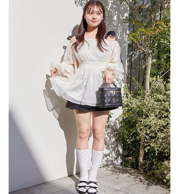 MAJESTICLEGON「ショルダーリボンオフショルチュニック」|シャツ・ブラウス|