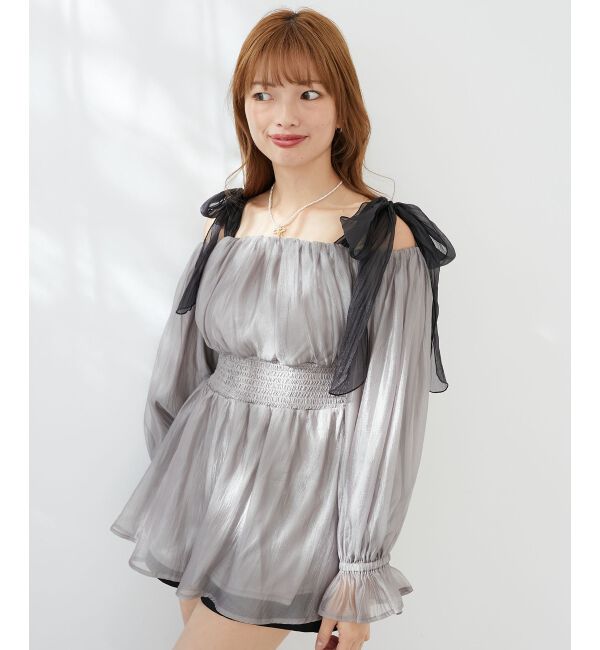 MAJESTICLEGON「ショルダーリボンオフショルチュニック」|シャツ・ブラウス|