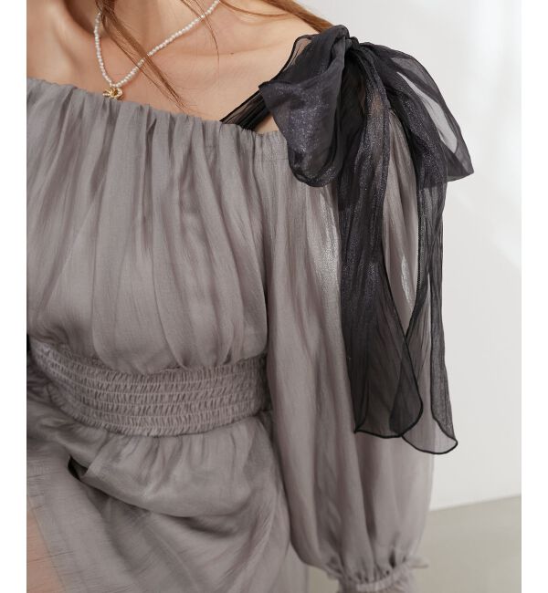 MAJESTICLEGON「ショルダーリボンオフショルチュニック」|シャツ・ブラウス|