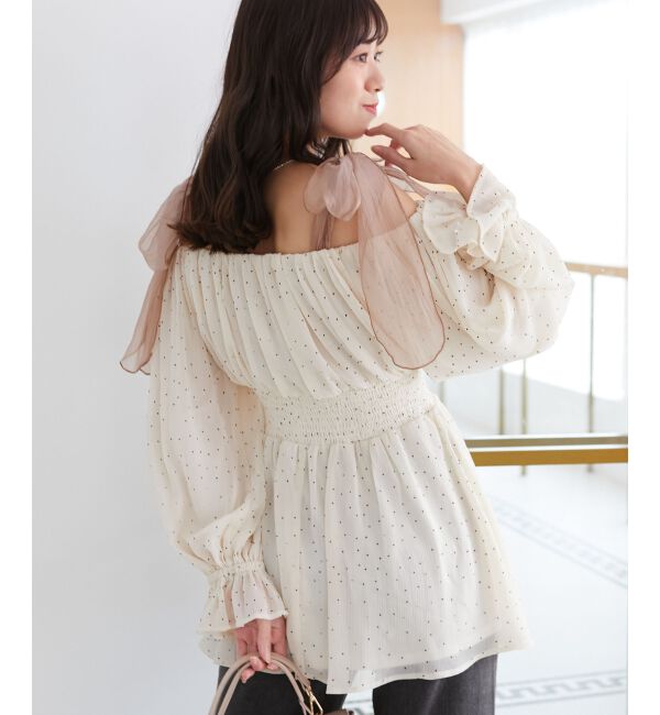 MAJESTICLEGON「ショルダーリボンオフショルチュニック」|シャツ・ブラウス|