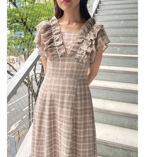  「バックレースアップフリルワンピース」|ワンピース|